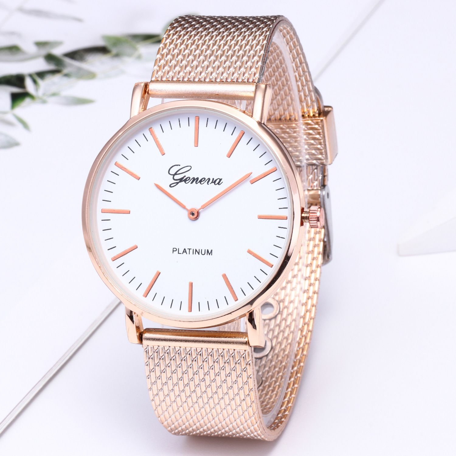 Geneva Lady Watch Women Watches Ladies Watches Girl Wristwatch Luxury Stainless Steel Wrist Watch Female Watches Valentine's Day Gift Black Dial Rose Gold one size