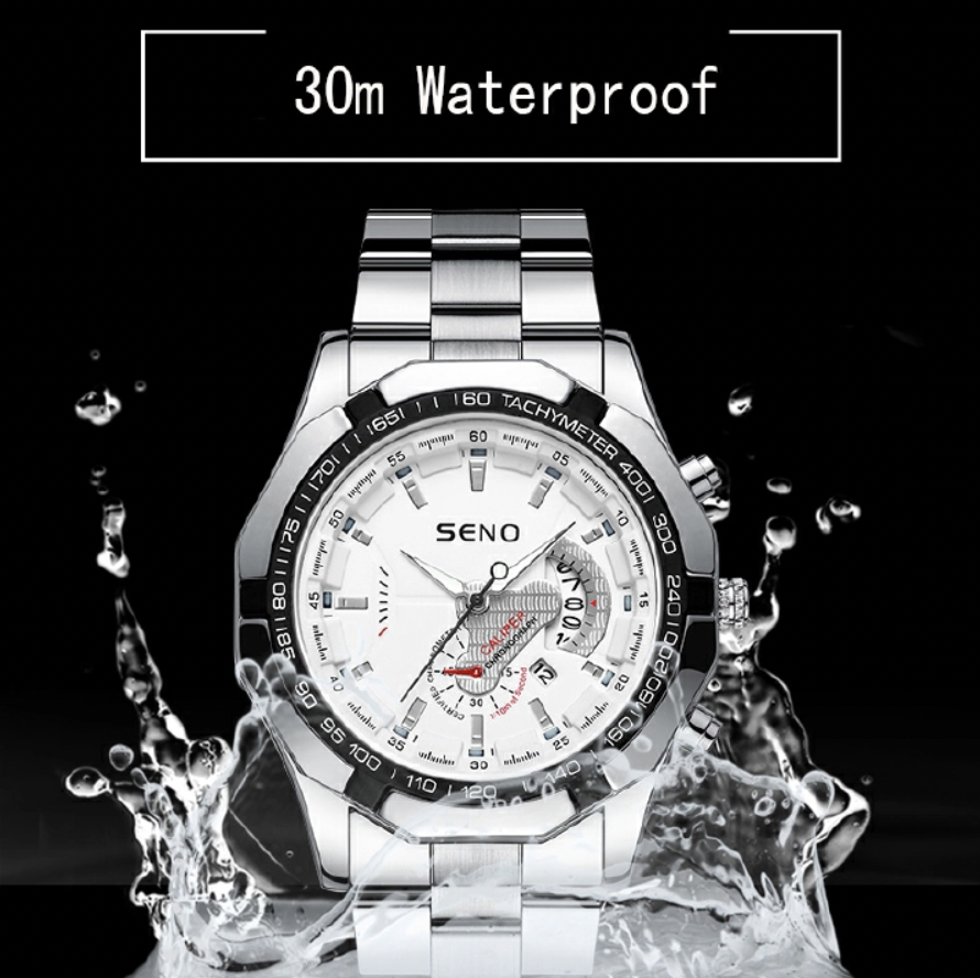 Large Dial Watches for Men Waterproof Mens Watch Calendar Fashion Business Watch Gold one size