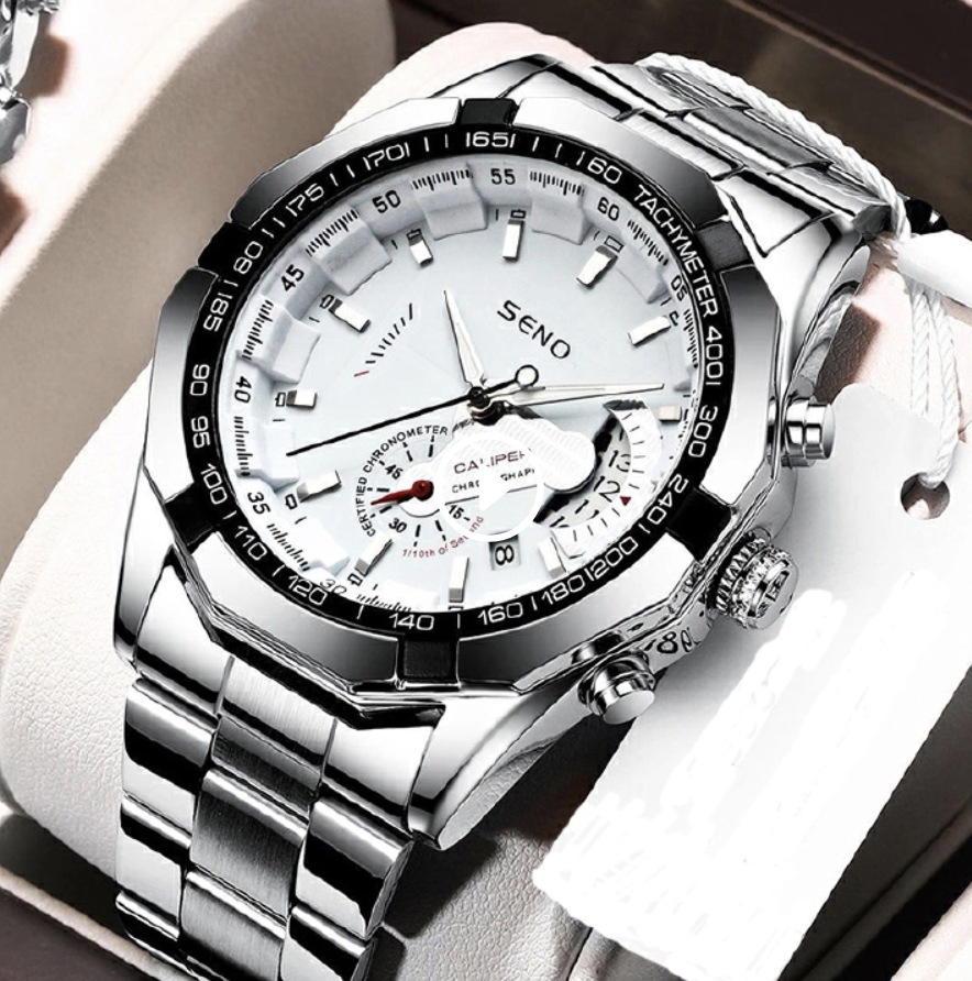 Large Dial Watches for Men Waterproof Mens Watch Calendar Fashion Business Watch Gold one size