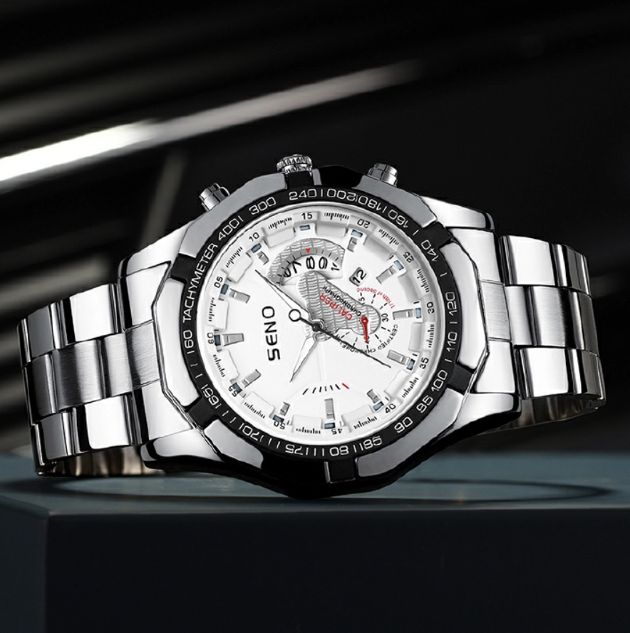Large Dial Watches for Men Waterproof Mens Watch Calendar Fashion Business Watch Gold one size