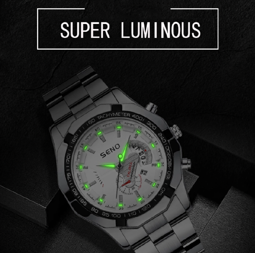 Large Dial Watches for Men Waterproof Mens Watch Calendar Fashion Business Watch Gold one size