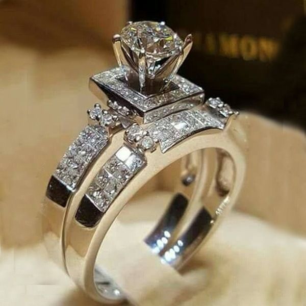 Sanjie Wish Hot Selling New Simulated Zircon Eight Heart Eight Arrow Ring for Women, European and American Fashion Full Diamond Engagement Set style01 5