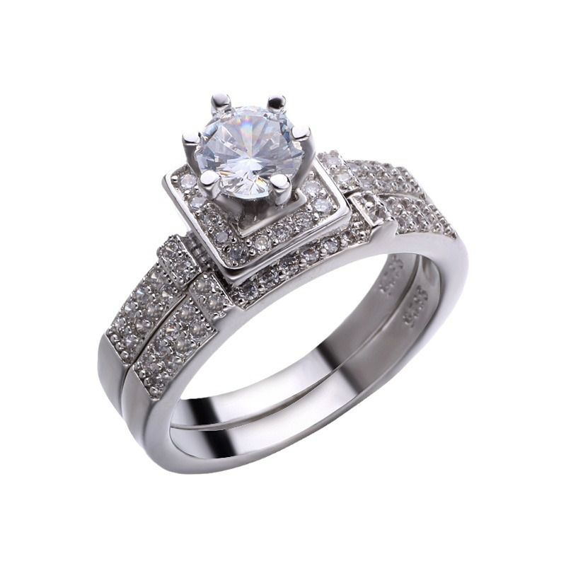 Sanjie Wish Hot Selling New Simulated Zircon Eight Heart Eight Arrow Ring for Women, European and American Fashion Full Diamond Engagement Set style01 5