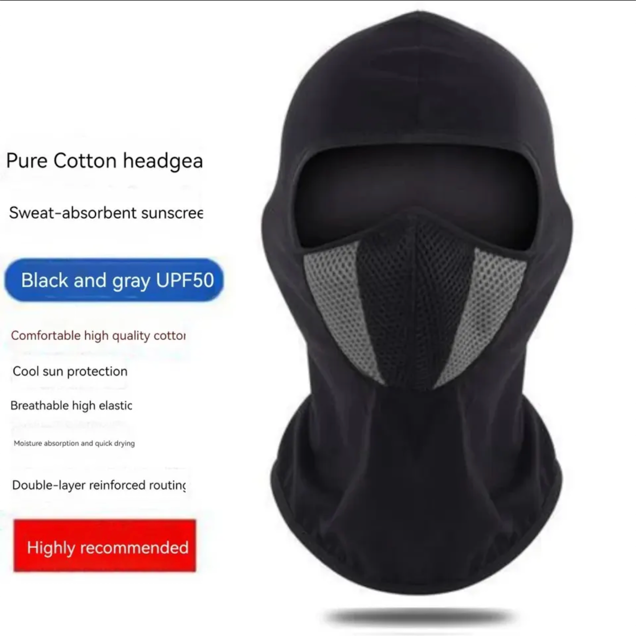 CJ House Breathable Balaclava Motorcycle Full Face Masks Skullies Cap Hat Motocross Motorbike Helmet Moto Riding Neck Face Hood Moto Mask black one size