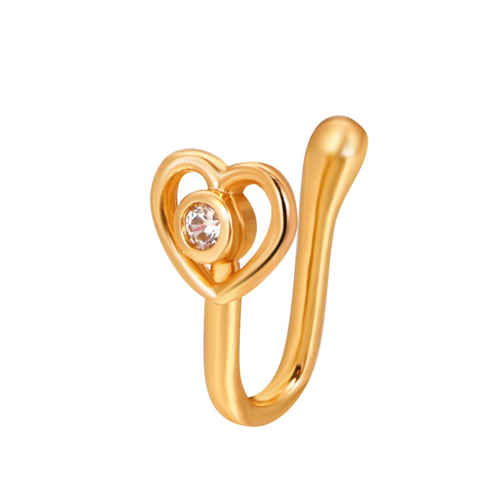 Creative Non-Perforated U-Shaped Nose Clip, Copper Inlaid Zircon Star Heart Crown Nose Ring Fake Nose Piercing Women Accessories Jewellery Lovers Girlfriends Wife's Birthday Holiday Surprising Gift 23