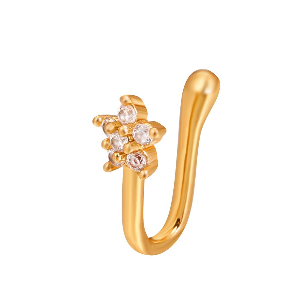 Creative Non-Perforated U-Shaped Nose Clip, Copper Inlaid Zircon Star Heart Crown Nose Ring Fake Nose Piercing Women Accessories Jewellery Lovers Girlfriends Wife's Birthday Holiday Surprising Gift 23