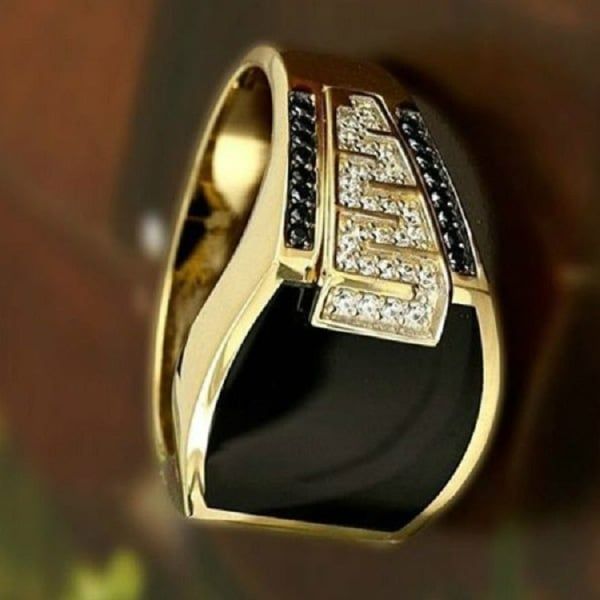 Men 'S Ring Vintage Elegant Gold Rings Black Oil Drop Hip hop ring For Engagement Jewelry Wedding Banquet Gift gold 6