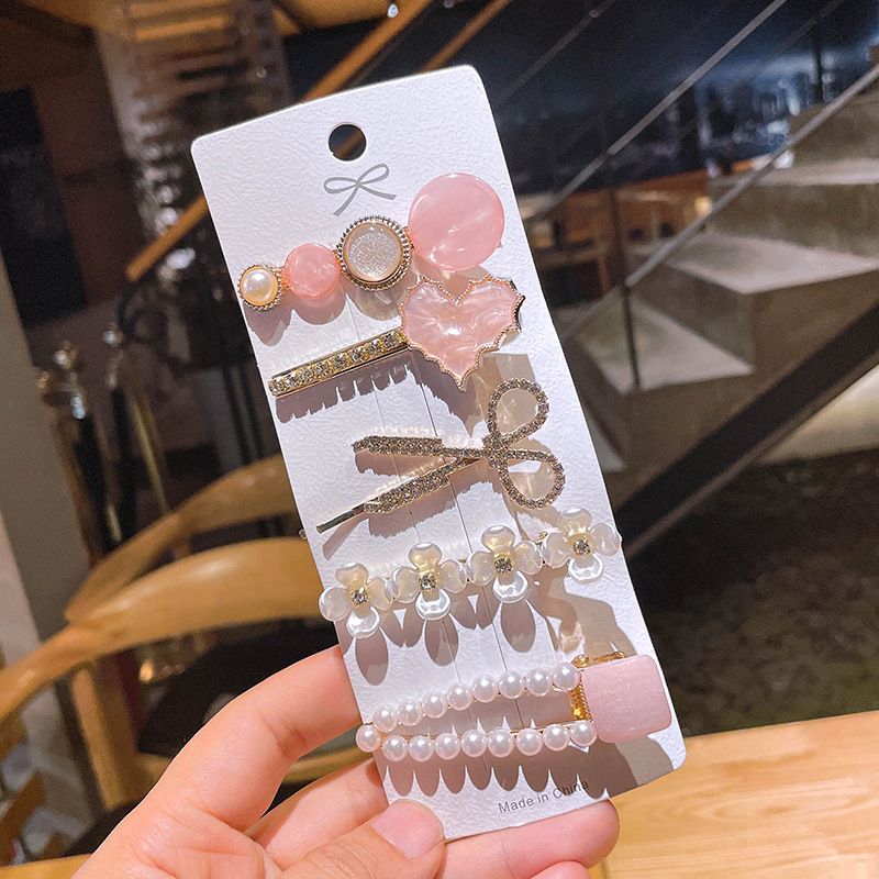 CJ House Candy Colors Pearl Hair Clip For Women Korean Hairpin Geometric Crystal Hair Barrettes Girl Hair Accessories Hairgrip style 01 as picture