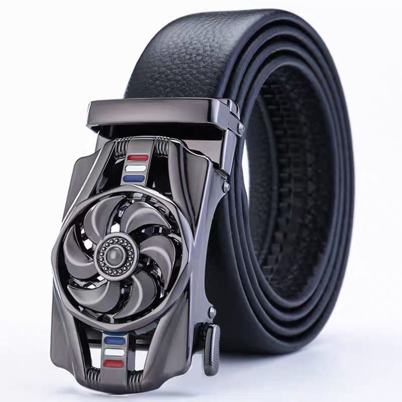 New men's fashion belt, PU leather belt, automatic buckle, jeans belt, trendy transfer belt, waist belt for middle-aged and young people Style_1 120cm