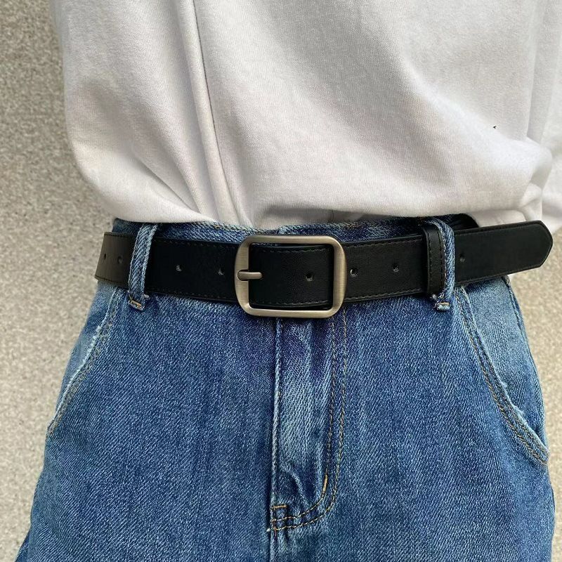 Needle buckle belt men's Korean version ins jeans belt trend young men's and women's universal retro simple versatile belt black 105cm