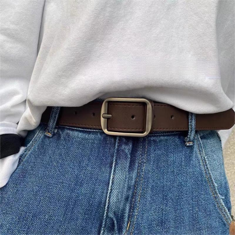 Needle buckle belt men's Korean version ins jeans belt trend young men's and women's universal retro simple versatile belt black 105cm