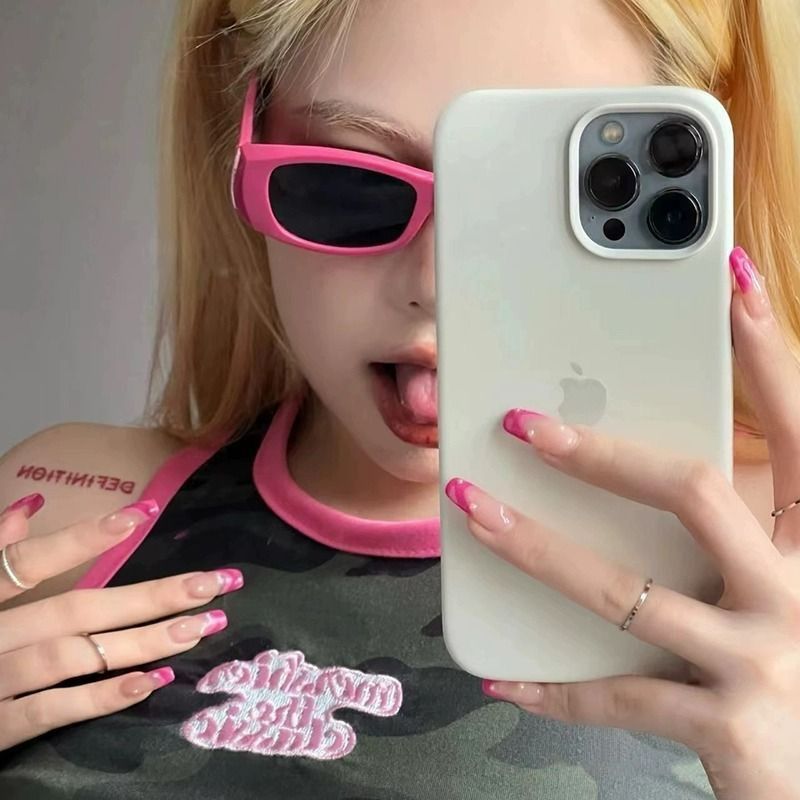 Ins Barbie Pink Letter Glasses y2k Hot Girl Internet Celebrity Sunscreen Sunglasses 2025 New Dopamine Glasses Sunglasses Rose red gray flakes AS PICTURE