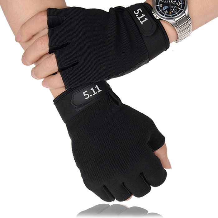 511 Half Finger Tactical Gloves Outdoor Fitness Cycling Sports Driving Men's and Women's Gloves Anti slip Breathable Thin Edition black one size fits all