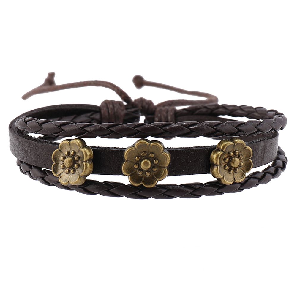 Cross border fashion selling butterfly, plum blossom, pine stone, chicken wings, wooden hand woven personalized bracelet six piece set in Africa multicolored-2 sets Regular Number