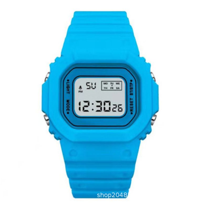 2*PC Matcha green electronic watch, student fashion waterproof alarm clock, stopwatch, square watch, wholesale for foreign trade Style_1 AS PICTURE