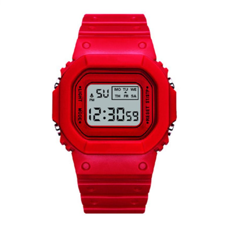 2*PC Matcha green electronic watch, student fashion waterproof alarm clock, stopwatch, square watch, wholesale for foreign trade Style_1 AS PICTURE