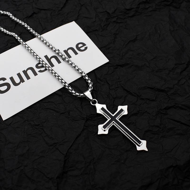 Cross necklace for men and women, Instagram trendy couple, bouncing disco pendant, student hip-hop style, design sense, niche necklace, Instagram style Style_1 AS PICTURE