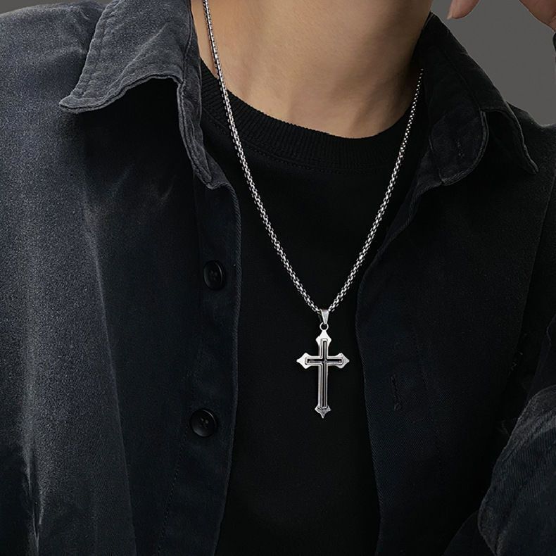 Cross necklace for men and women, Instagram trendy couple, bouncing disco pendant, student hip-hop style, design sense, niche necklace, Instagram style Style_1 AS PICTURE