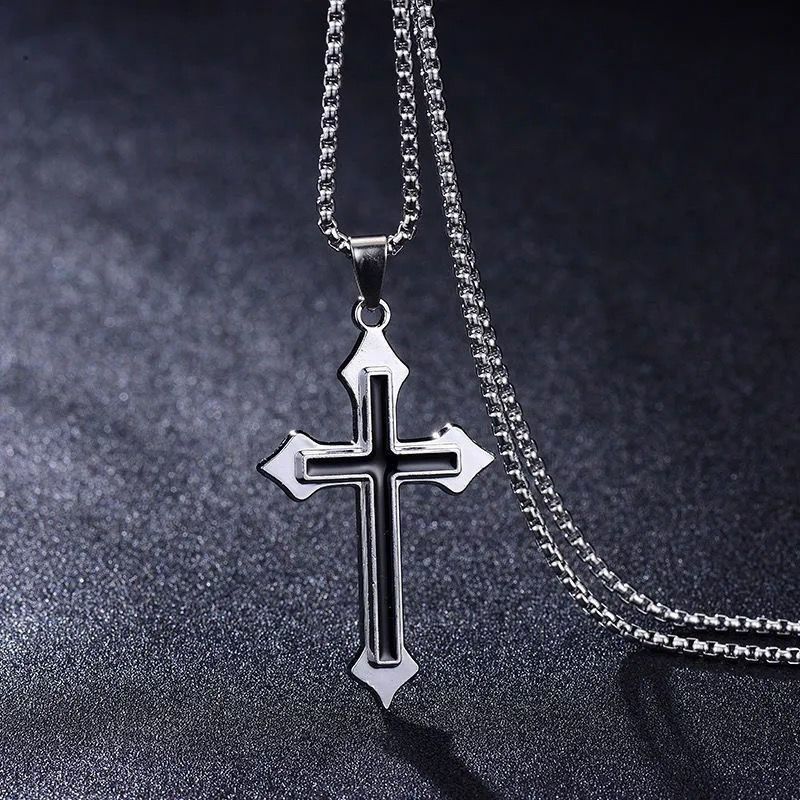 Cross necklace for men and women, Instagram trendy couple, bouncing disco pendant, student hip-hop style, design sense, niche necklace, Instagram style Style_1 AS PICTURE