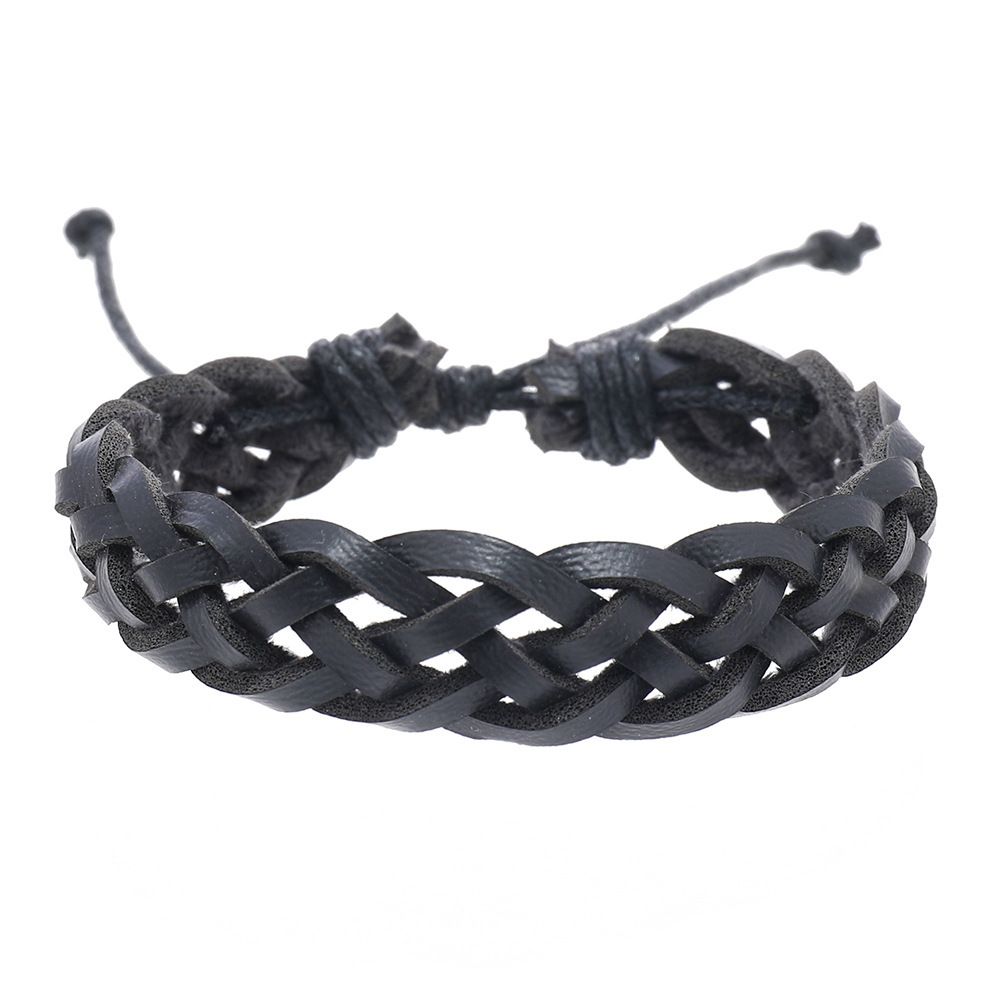 3*PC Foreign trade hot selling men's retro leather bracelets, cross-border leather accessories, hand woven bracelets, hand ropes, manufacturers wholesale black AS PICTURE