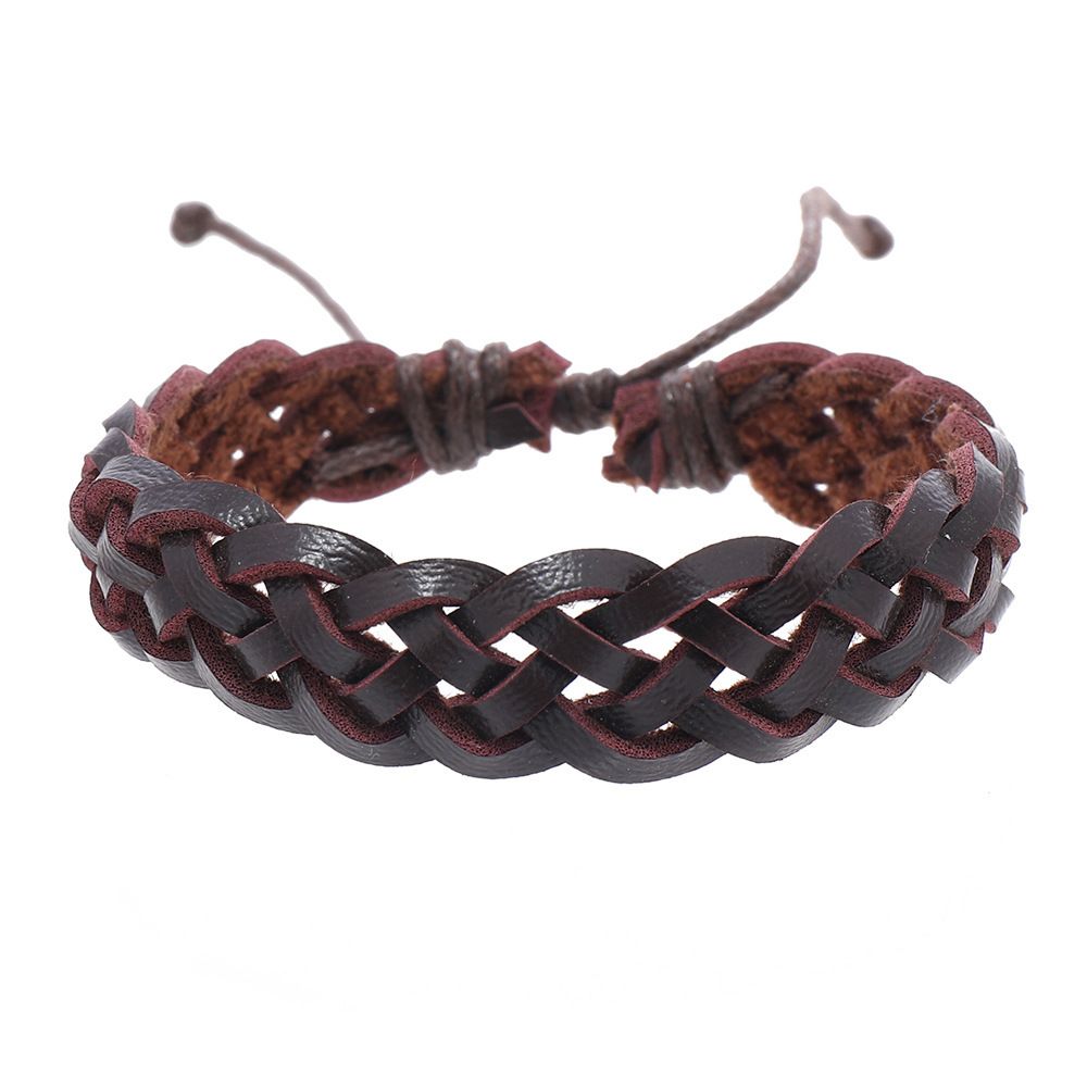 3*PC Foreign trade hot selling men's retro leather bracelets, cross-border leather accessories, hand woven bracelets, hand ropes, manufacturers wholesale black AS PICTURE