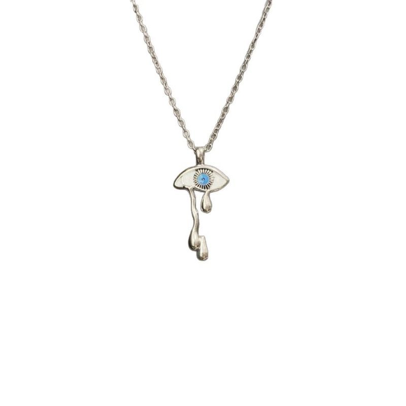 European and American cross-border personalized retro zinc alloy teary eyes dripping oil demon's eye pendant necklace collarbone chain Style_1 AS PICTURE