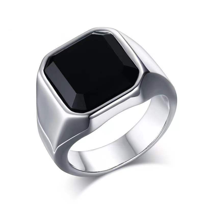 2*PC Ningzi Foreign Trade Cross border New Drop Glue Oil Glossy Gold Fashion Men's Ring Punk Hip Hop Alloy Ring white Number 6