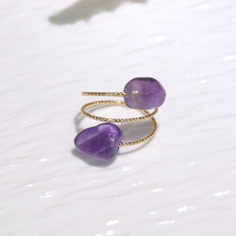 New natural rough stone irregular crystal ring gift for foreign trade niche design ring amethyst wholesale cross-border Item 1 Model 7