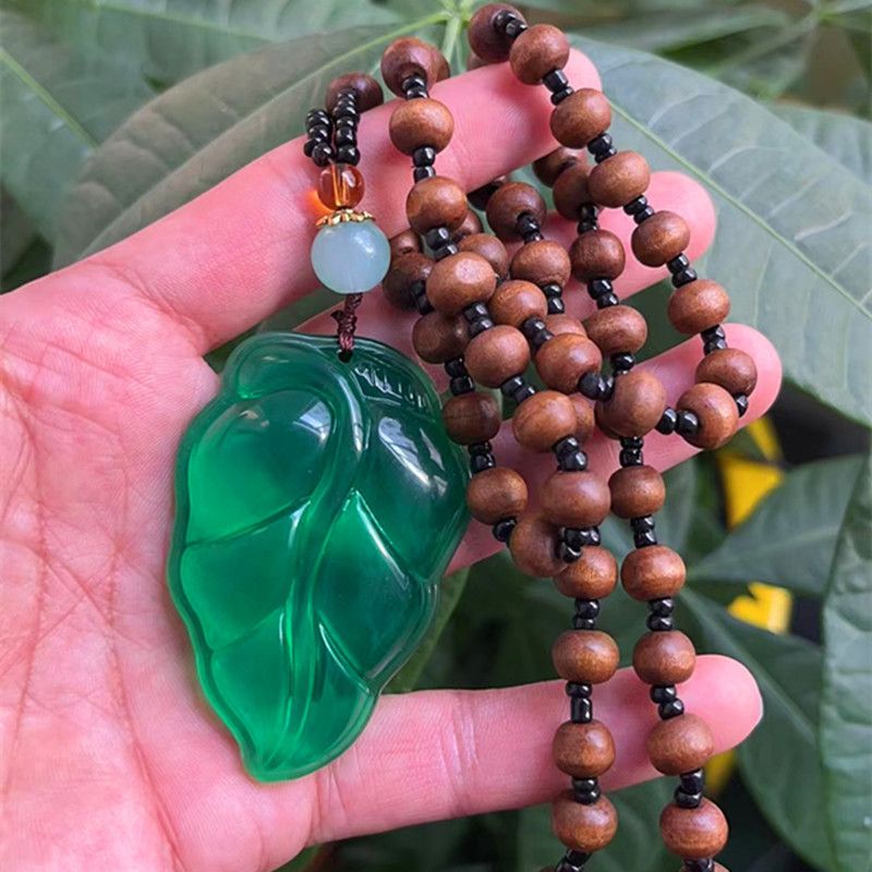 2*PC Vintage ethnic style old beeswax pendant chicken wing wood long necklace long sweater chain artistic small fresh accessory gift Style_1 AS PICTURE