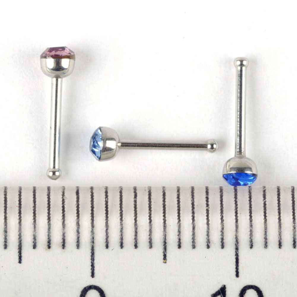 60 pieces∕pack Stainless Steel Crystal Nose Ring Set Women Girl Surgical Steel Multicolor 60PCS/Set
