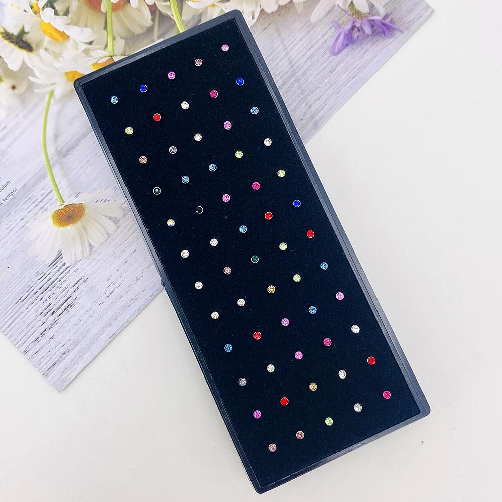 60 pieces∕pack Stainless Steel Crystal Nose Ring Set Women Girl Surgical Steel Multicolor 60PCS/Set