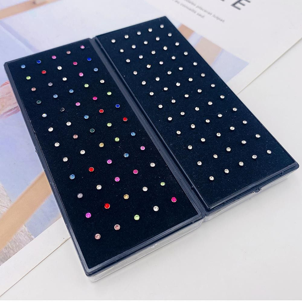 60 pieces∕pack Stainless Steel Crystal Nose Ring Set Women Girl Surgical Steel Multicolor 60PCS/Set