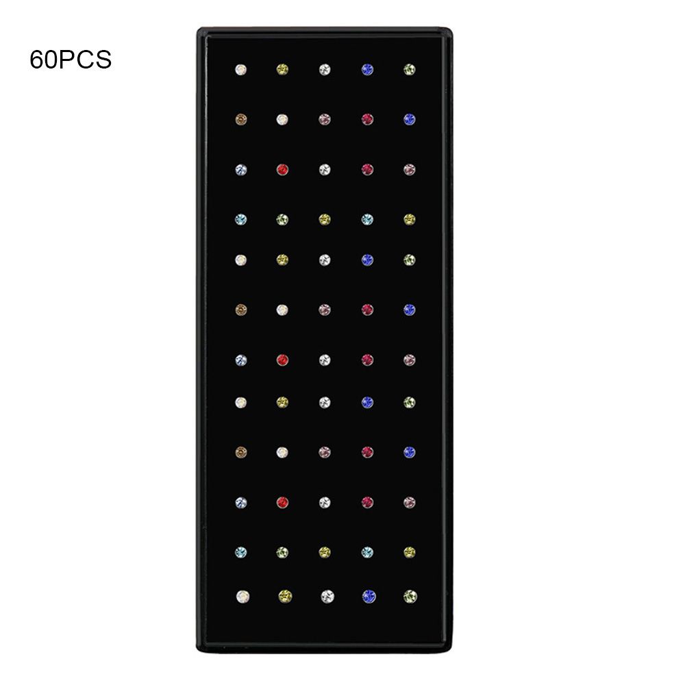 60 pieces∕pack Stainless Steel Crystal Nose Ring Set Women Girl Surgical Steel Multicolor 60PCS/Set