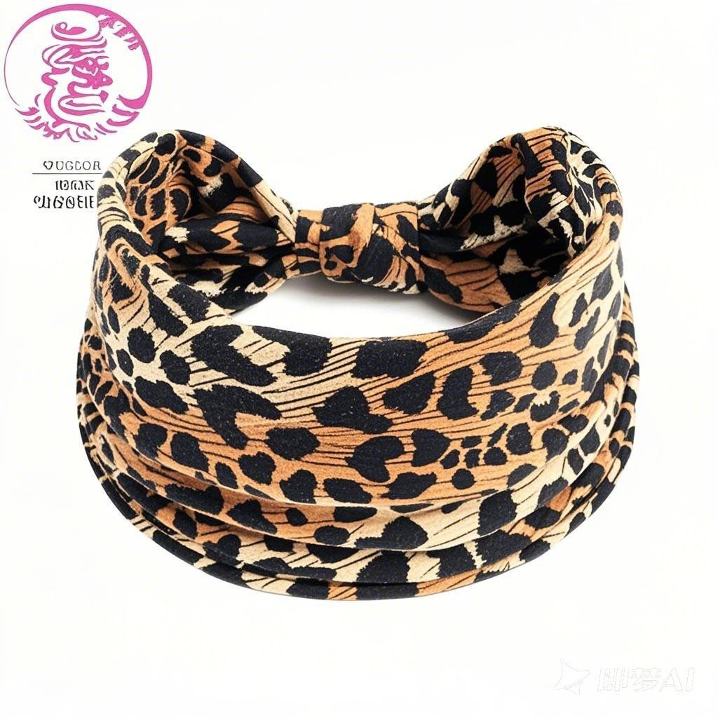 Autumn and winter sweet and cool spicy girl style leopard print sports headband, European and American knotted wide edge elastic headband, sweat absorbing headscarf 1 AS PICTURE