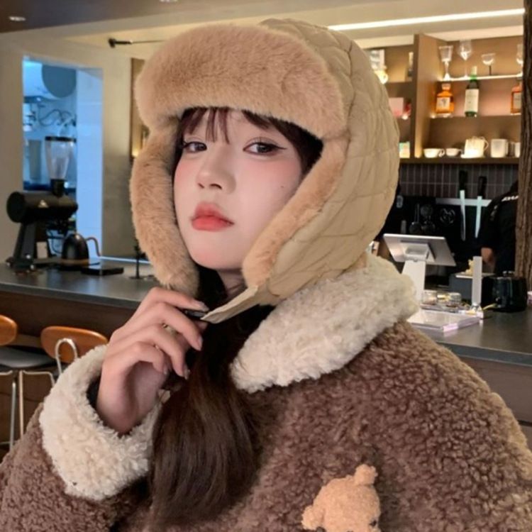 New versatile autumn and winter warm and fleece Lei Feng hat with fleece insulation and ear protection for outdoor cycling and skiing in Northeast China Style_1 AS PICTURE