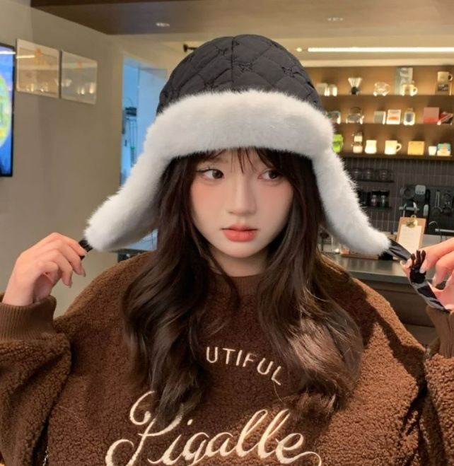 New versatile autumn and winter warm and fleece Lei Feng hat with fleece insulation and ear protection for outdoor cycling and skiing in Northeast China Style_1 AS PICTURE