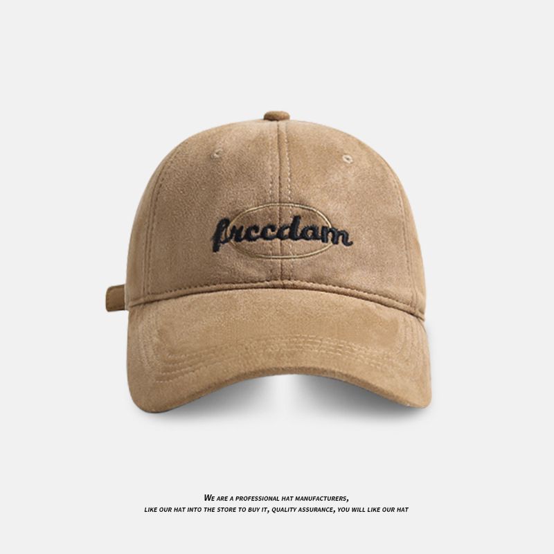 2*PC Suede wide brimmed hat, children's autumn and winter letter embroidery versatile baseball cap, Japanese retro internet famous casual duckbill cap 518 Black adjustable