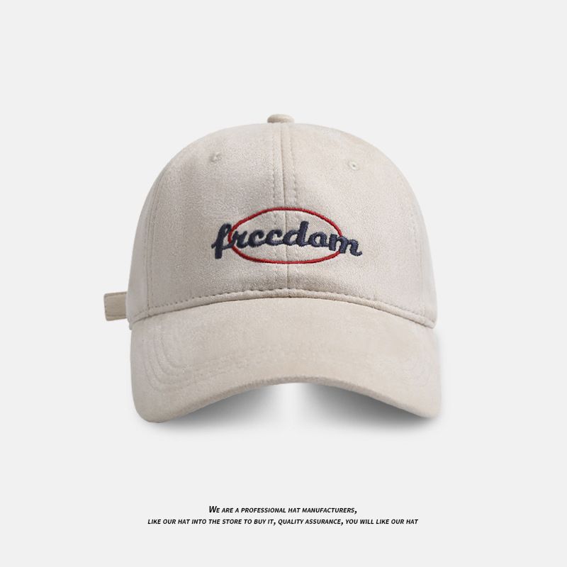 2*PC Suede wide brimmed hat, children's autumn and winter letter embroidery versatile baseball cap, Japanese retro internet famous casual duckbill cap 518 Black adjustable