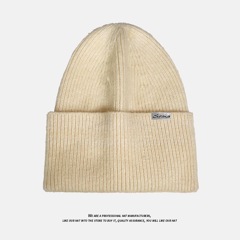 2*PC Rabbit hair hat, female internet celebrity, versatile in autumn and winter, plush knitted yarn hat, big head circumference, warm ear protection, head cover, cold hat Style_1 one size fits all