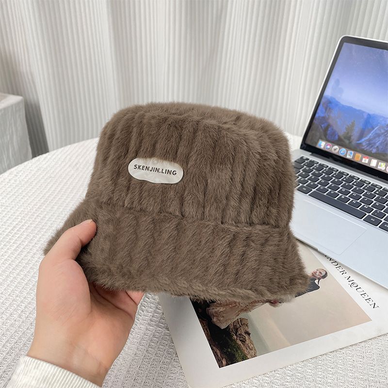 2*PC Winter velvet fisherman hat for women, warm and thick plush hat, fashionable and versatile ear protection, big head circumference, bucket hat, basin hat Style_1 One size fits all (56-58cm)