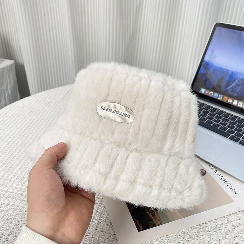 2*PC Winter velvet fisherman hat for women, warm and thick plush hat, fashionable and versatile ear protection, big head circumference, bucket hat, basin hat Style_1 One size fits all (56-58cm)