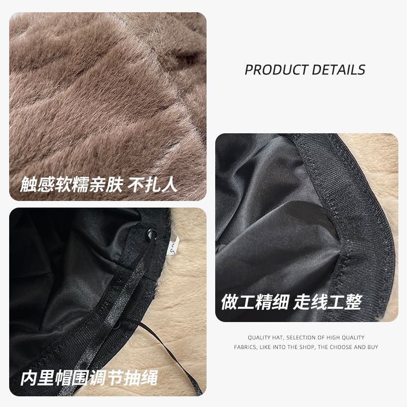 2*PC Winter velvet fisherman hat for women, warm and thick plush hat, fashionable and versatile ear protection, big head circumference, bucket hat, basin hat Style_1 One size fits all (56-58cm)