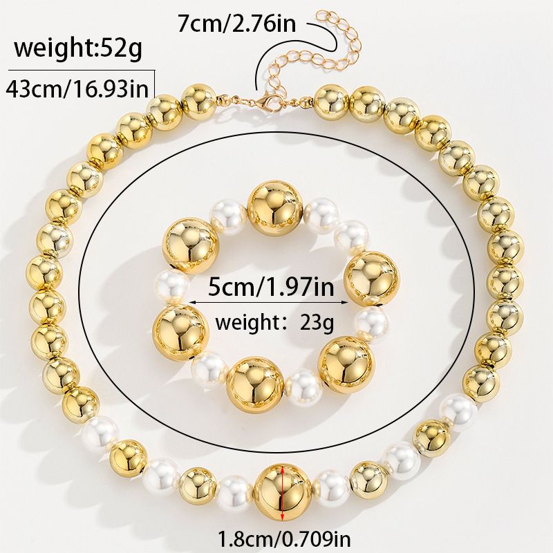 European and American round imitation pearl collar necklace exaggerated large bead punk fashion short collarbone chain choker bracelet as picture