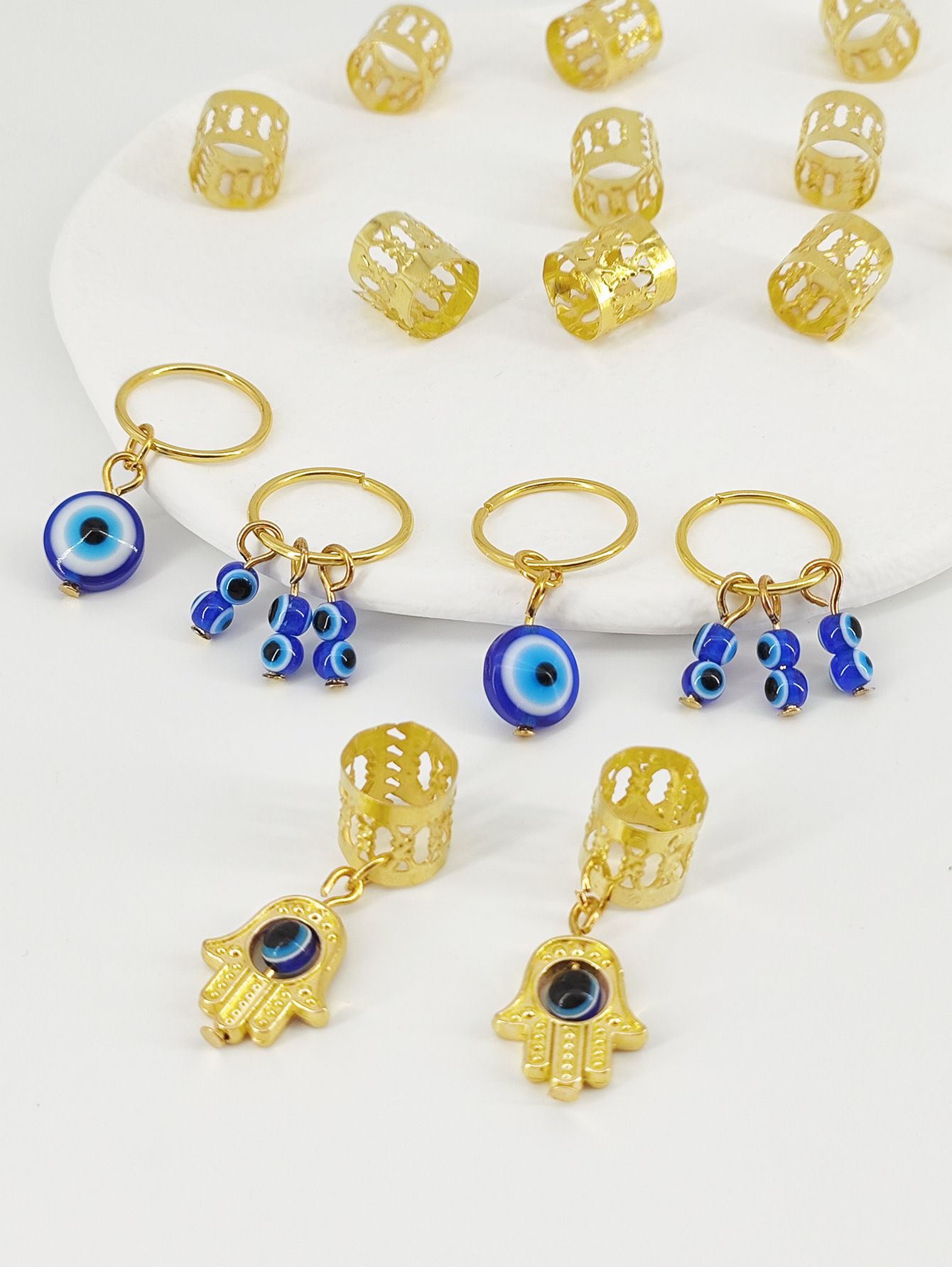 Devil's Eye Ancient Style Dirty Braid Hair Ring Cross border Amazon Xiyin Temu Fully Managed Shein Independent Station Europe and America Golden Package Silver Package