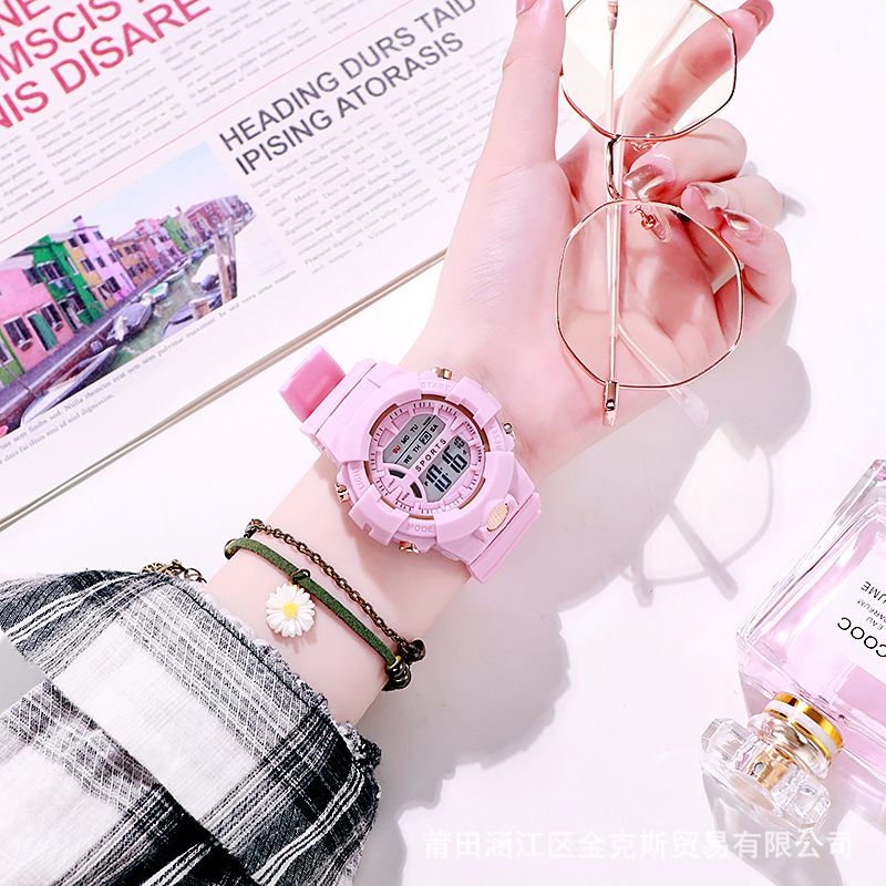 Wholesale children's electronic watches, watches, teenagers' fashion, sports, multifunctional watches, internet celebrities, matcha, green styles from manufacturers white AS PICTURE