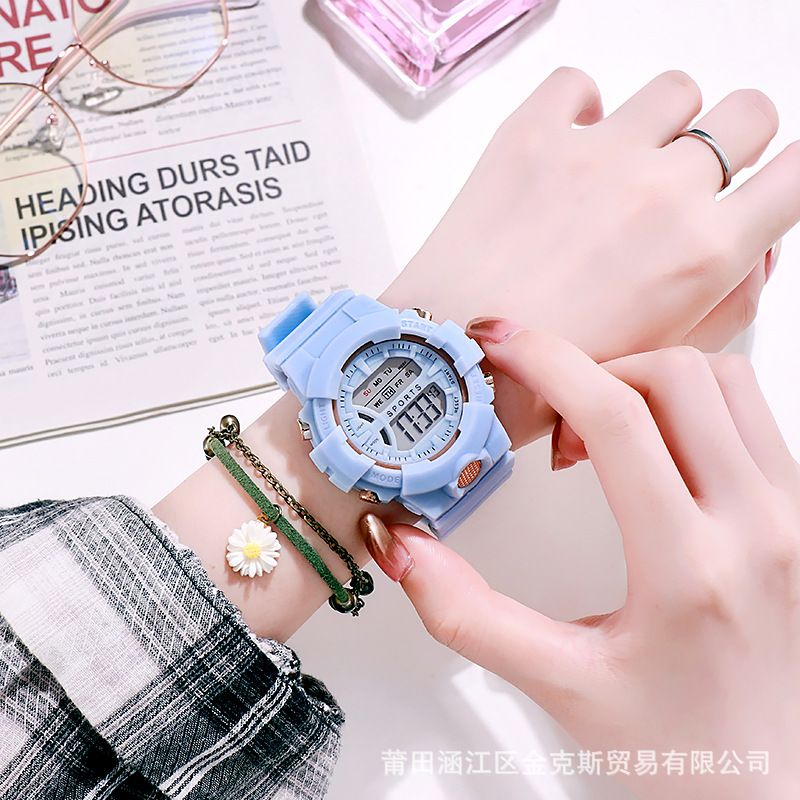Wholesale children's electronic watches, watches, teenagers' fashion, sports, multifunctional watches, internet celebrities, matcha, green styles from manufacturers white AS PICTURE
