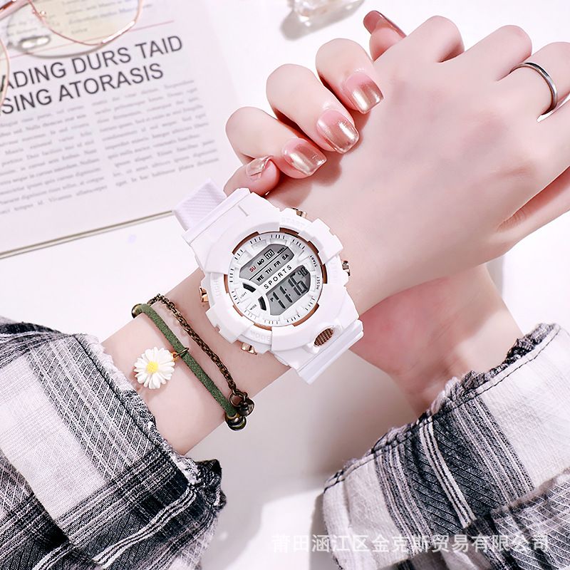 Wholesale children's electronic watches, watches, teenagers' fashion, sports, multifunctional watches, internet celebrities, matcha, green styles from manufacturers white AS PICTURE