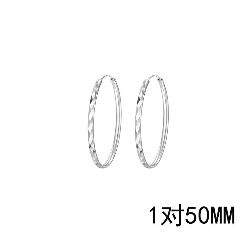 Exaggerated Circle Large Earrings, European and American Trendy Celebrity Street Photography by Liu Yifei, Same Style Large Earrings, Circle Diamond Grid Earrings Style_1 Copper (white gold)