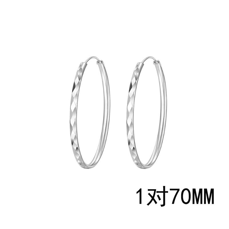 Exaggerated Circle Large Earrings, European and American Trendy Celebrity Street Photography by Liu Yifei, Same Style Large Earrings, Circle Diamond Grid Earrings Style_1 Copper (white gold)