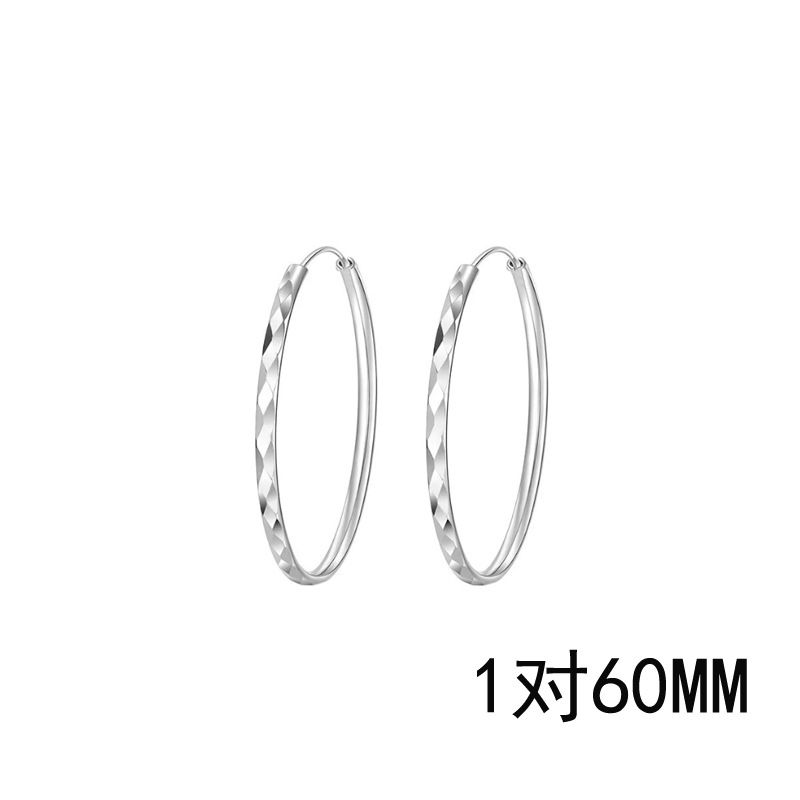 Exaggerated Circle Large Earrings, European and American Trendy Celebrity Street Photography by Liu Yifei, Same Style Large Earrings, Circle Diamond Grid Earrings Style_1 Copper (white gold)